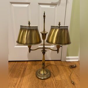 Antique Rembrandt 2-Arm Bouillotte Torchiere  Brass Table Lamp
